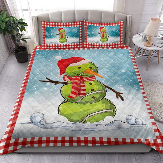 Funnymas Tennis Balls Santa Snowman Bedding Set, Christmas Beddings, Xmas Bedding Sets