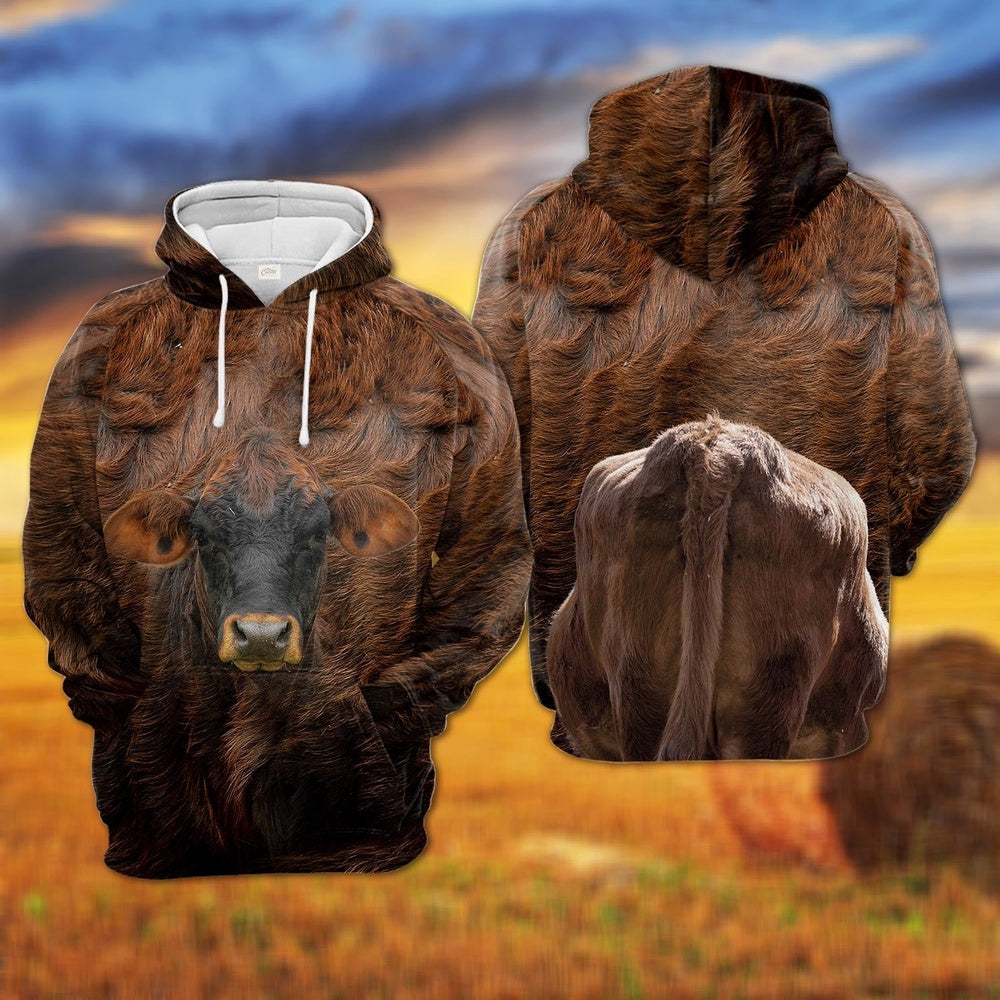 Gelbvieh All Over Printed Hoodie, Farmer Hoodie, Farm Themed Shirts, Farm Tee Shirts