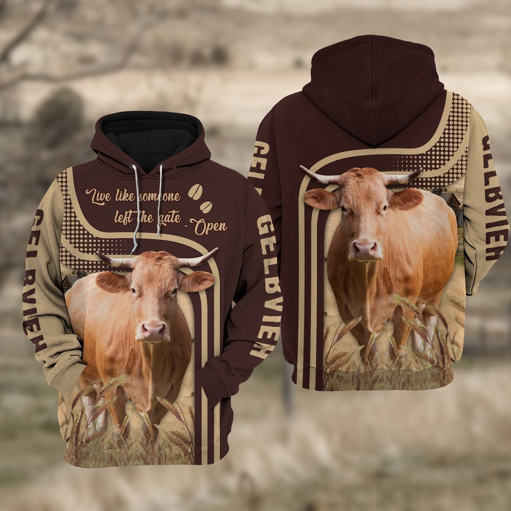 Gelbvieh Cattle Live Like Some One Hoodie, Farmer Hoodie, Farm Themed Shirts, Farm Tee Shirts
