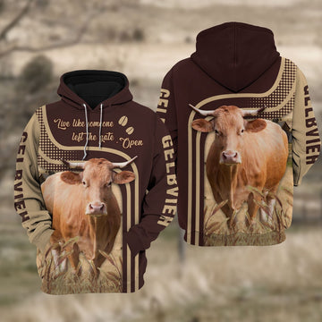 Gelbvieh Cattle Live Like Some One Hoodie, Farmer Hoodie, Farm Themed Shirts, Farm Tee Shirts