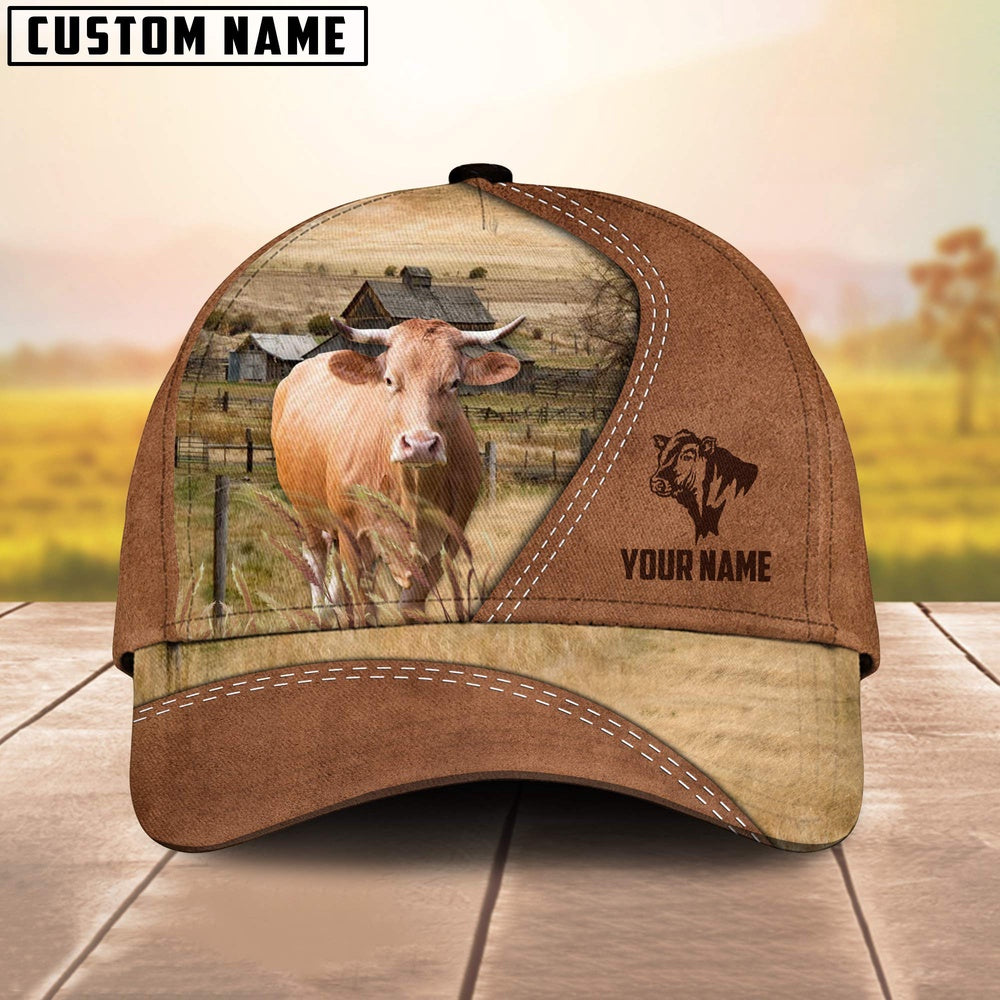 Gelbvieh Customized Name Brown Cap, Farmer Cap, Vintage Farmer Hat, Mens Farmer Hats, Cap For Farmers