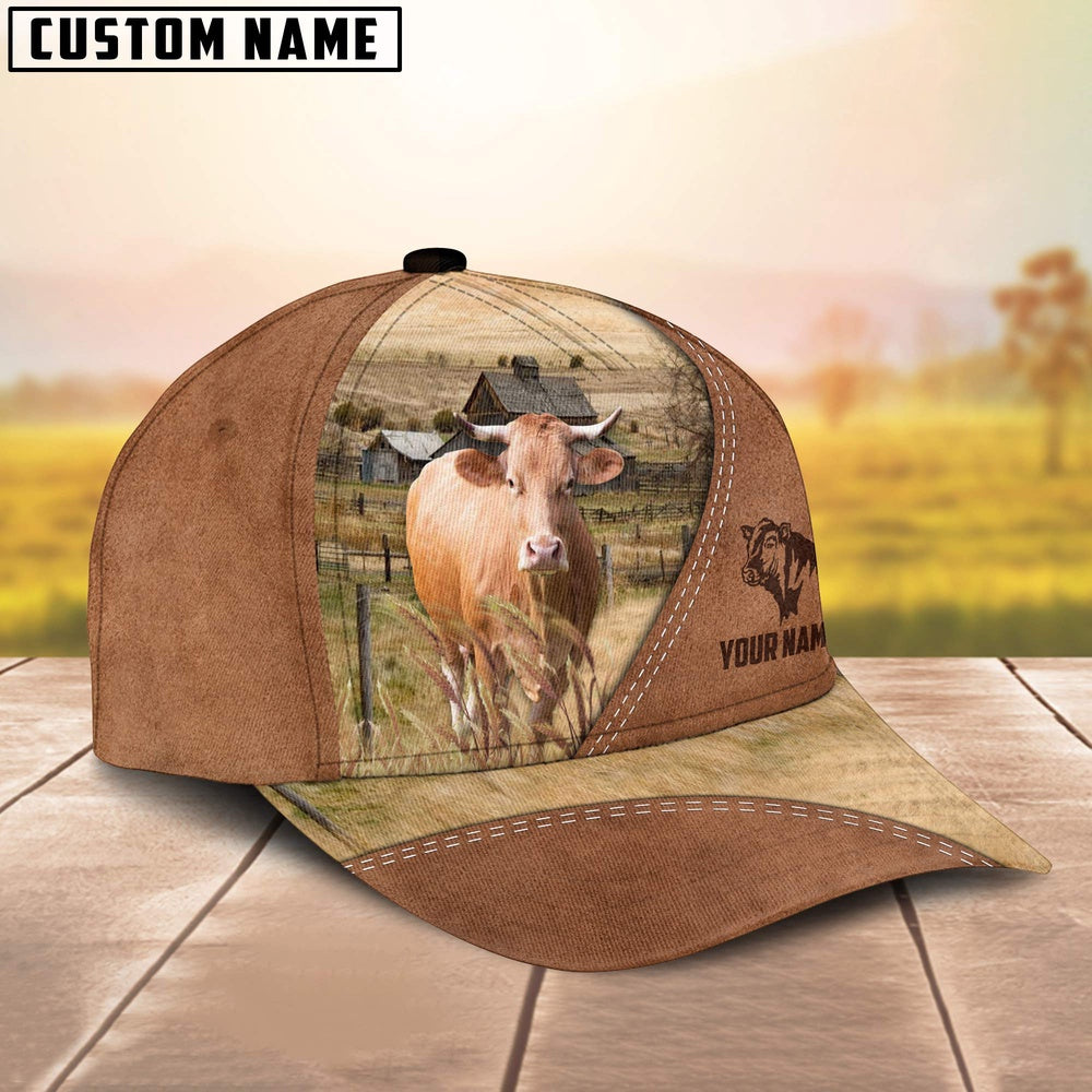 Gelbvieh Customized Name Brown Cap, Farmer Cap, Vintage Farmer Hat, Mens Farmer Hats, Cap For Farmers