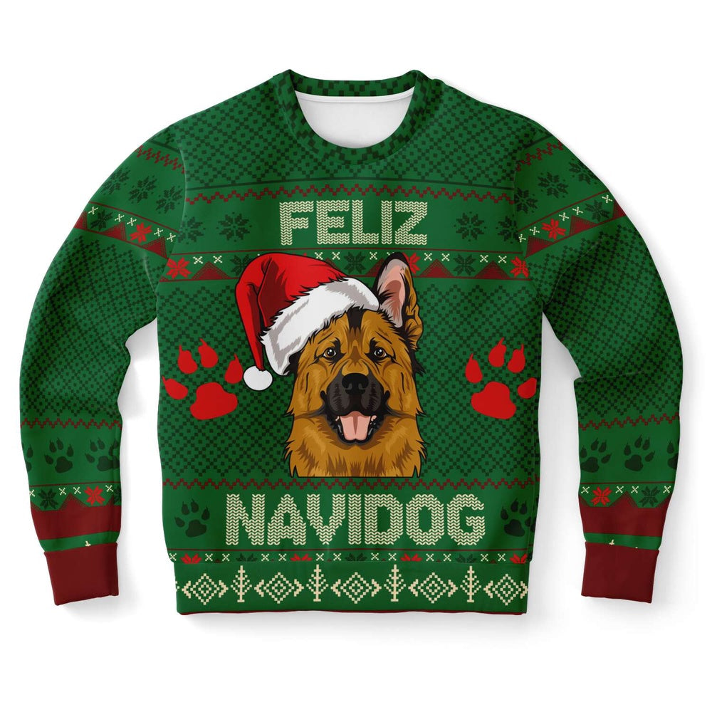 German Shepherd Feliz Navidog Ugly Christmas Sweater, Christmas Ugly Sweater, Sweater Xmas, Ugly Sweater