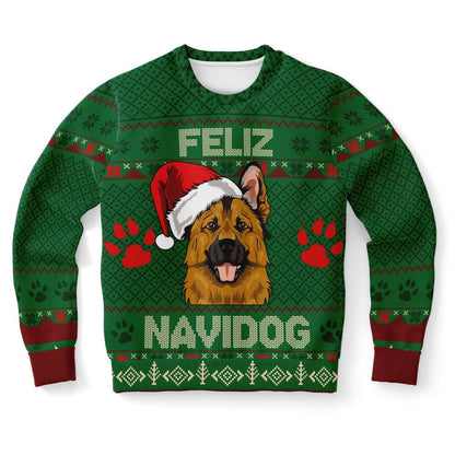 German Shepherd Feliz Navidog Ugly Christmas Sweater, Christmas Ugly Sweater, Sweater Xmas, Ugly Sweater