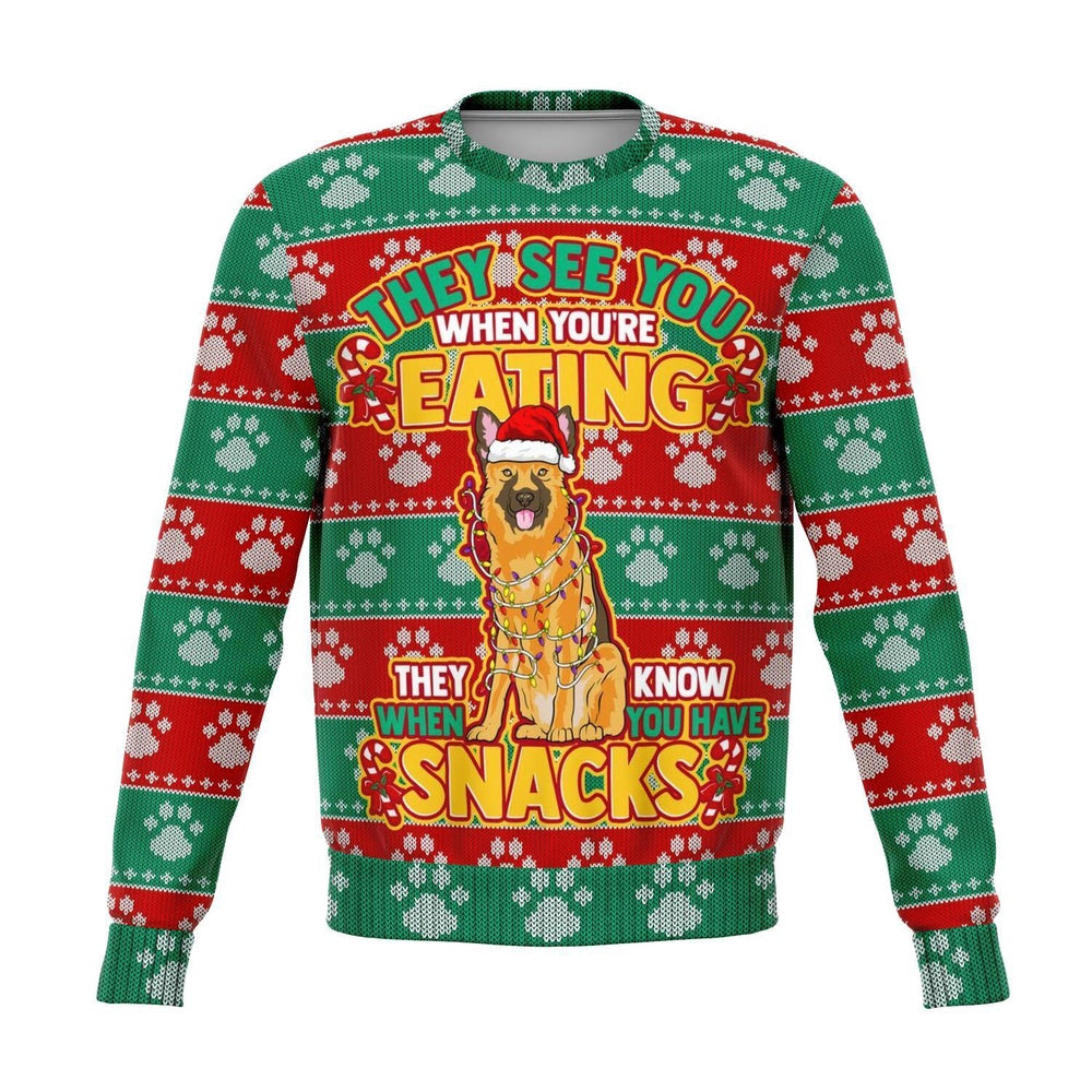 German Shepherd They Know When You Have Snacks Christmas Ugly Sweater, Christmas Ugly Sweater, Sweater Xmas, Ugly Sweater