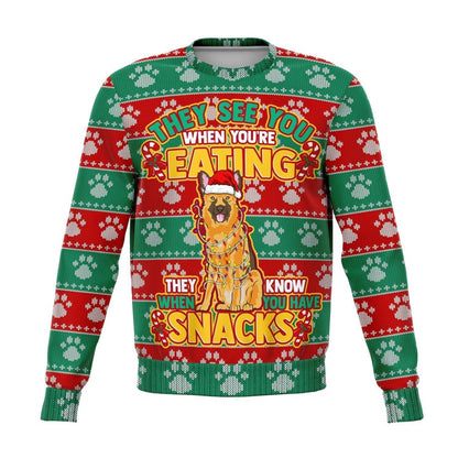 German Shepherd They Know When You Have Snacks Christmas Ugly Sweater, Christmas Ugly Sweater, Sweater Xmas, Ugly Sweater