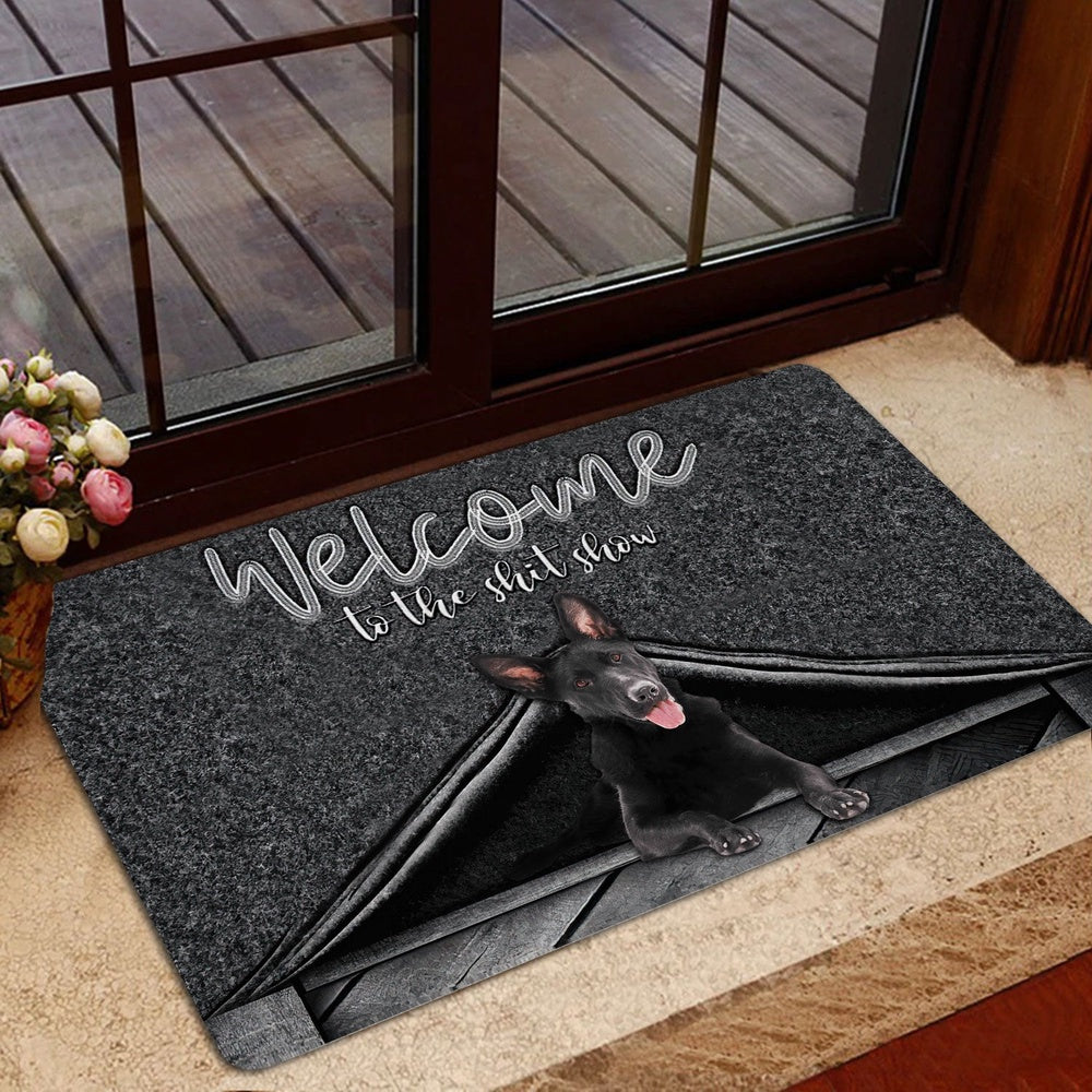 German Shepherd Welcome Doormat, Black German Shepherd Welcome to The Shitshow Gift For Dog Lover Welcome Doormat, Pets Home Decor Door Mat