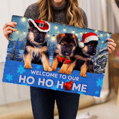 German Shepherd Welcome Doormat, Cute German Shepherd Welcome Our Ho Ho Home Gift For Christmas Welcome Doormat, Pets Home Decor Door Mat