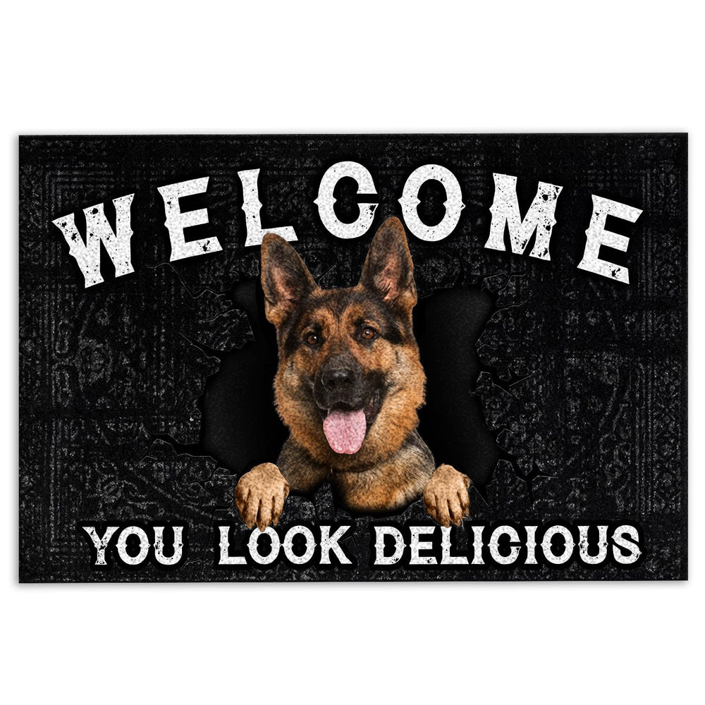 German Shepherd Welcome Doormat, Funny German Shepherd Dog Welcome You Look Delicious Dog Lover Welcome Doormat, Pets Home Decor Door Mat