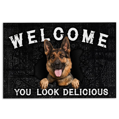 German Shepherd Welcome Doormat, Funny German Shepherd Dog Welcome You Look Delicious Dog Lover Welcome Doormat, Pets Home Decor Door Mat