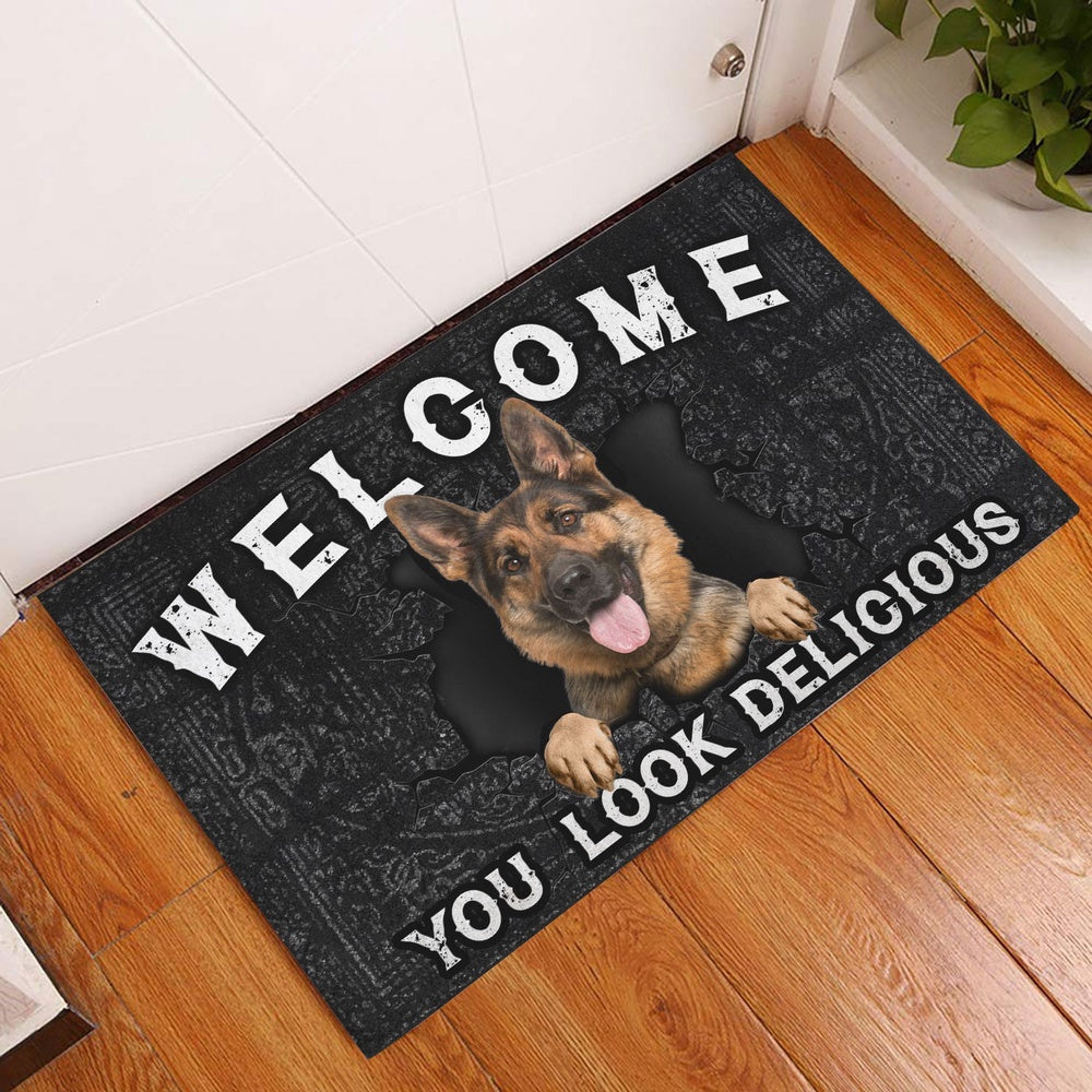 German Shepherd Welcome Doormat, Funny German Shepherd Dog Welcome You Look Delicious Dog Lover Welcome Doormat, Pets Home Decor Door Mat