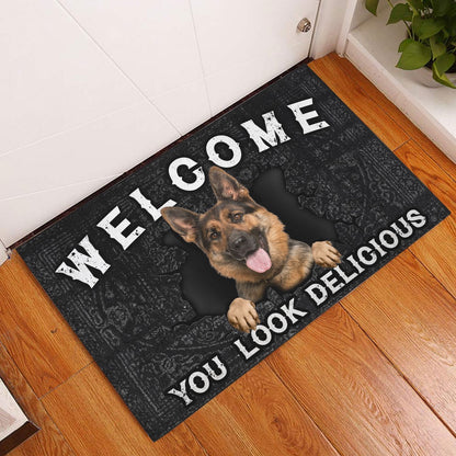 German Shepherd Welcome Doormat, Funny German Shepherd Dog Welcome You Look Delicious Dog Lover Welcome Doormat, Pets Home Decor Door Mat