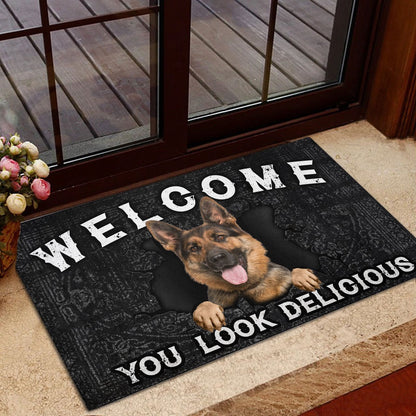 German Shepherd Welcome Doormat, Funny German Shepherd Dog Welcome You Look Delicious Dog Lover Welcome Doormat, Pets Home Decor Door Mat