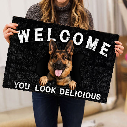 German Shepherd Welcome Doormat, Funny German Shepherd Dog Welcome You Look Delicious Dog Lover Welcome Doormat, Pets Home Decor Door Mat