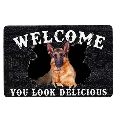 German Shepherd Welcome Doormat, Funny German Shepherd Welcome You Look Delicious Dog Lover Gift Welcome Doormat, Pets Home Decor Door Mat