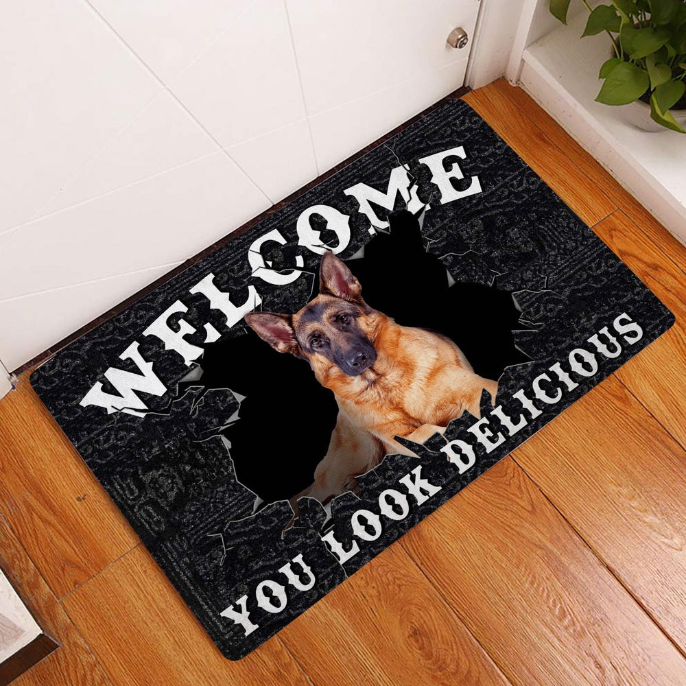 German Shepherd Welcome Doormat, Funny German Shepherd Welcome You Look Delicious Dog Lover Gift Welcome Doormat, Pets Home Decor Door Mat