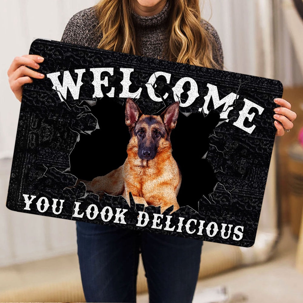 German Shepherd Welcome Doormat, Funny German Shepherd Welcome You Look Delicious Dog Lover Gift Welcome Doormat, Pets Home Decor Door Mat