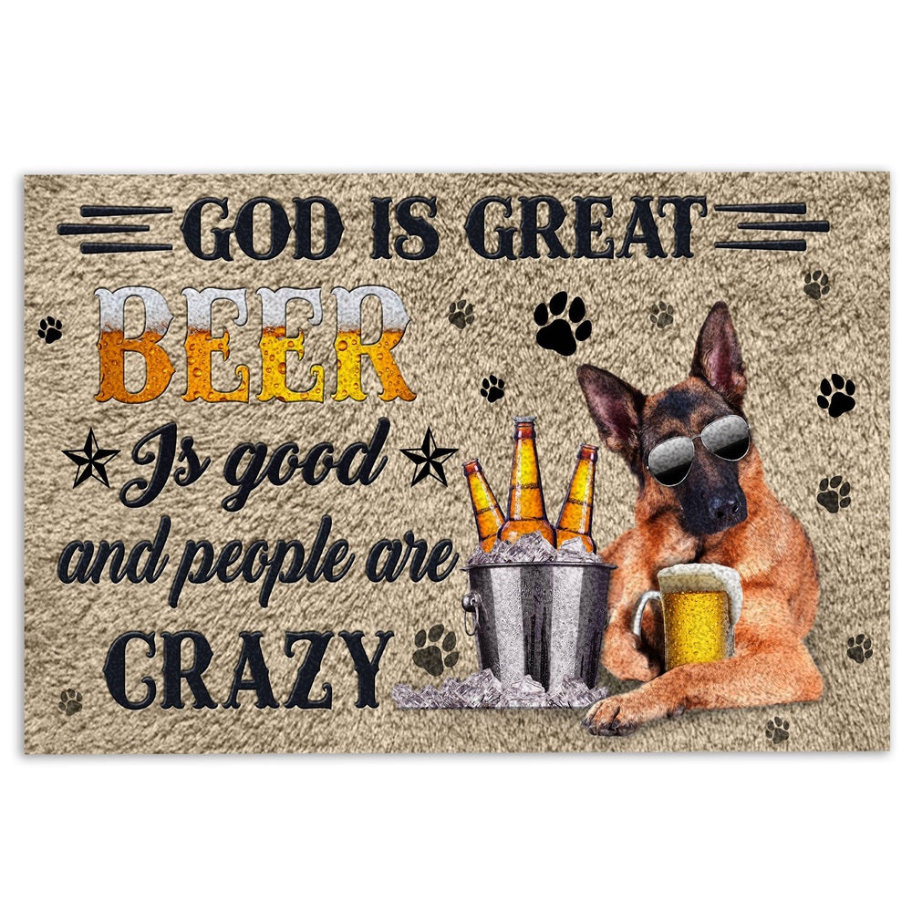 German Shepherd Welcome Doormat, German Shepherd & Beer God Is Great Welcome Doormat, Pets Home Decor Door Mat