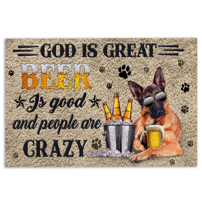 German Shepherd Welcome Doormat, German Shepherd & Beer God Is Great Welcome Doormat, Pets Home Decor Door Mat