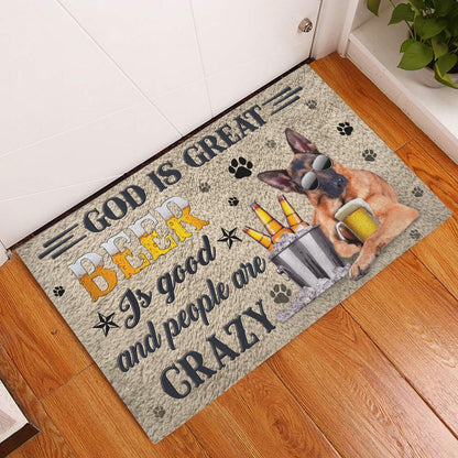 German Shepherd Welcome Doormat, German Shepherd & Beer God Is Great Welcome Doormat, Pets Home Decor Door Mat