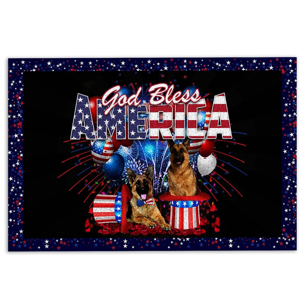 German Shepherd Welcome Doormat, German Shepherd Dog God Bless America Patriotic 4th of July Welcome Doormat, Pets Home Decor Door Mat