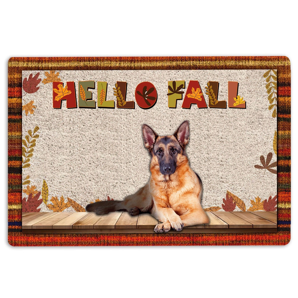 German Shepherd Welcome Doormat, German Shepherd Dog Hello Fall Pumpkin Spice Maple Leaf Autumn Welcome Doormat, Pets Home Decor Door Mat