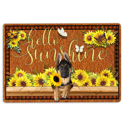 German Shepherd Welcome Doormat, German Shepherd Dog Hello Sunflower Butterfly Welcome Doormat, Pets Home Decor Door Mat