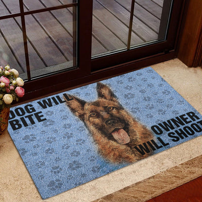 German Shepherd Welcome Doormat, German Shepherd Dog Will Bite Owner Will Shoot Welcome Doormat, Pets Home Decor Door Mat
