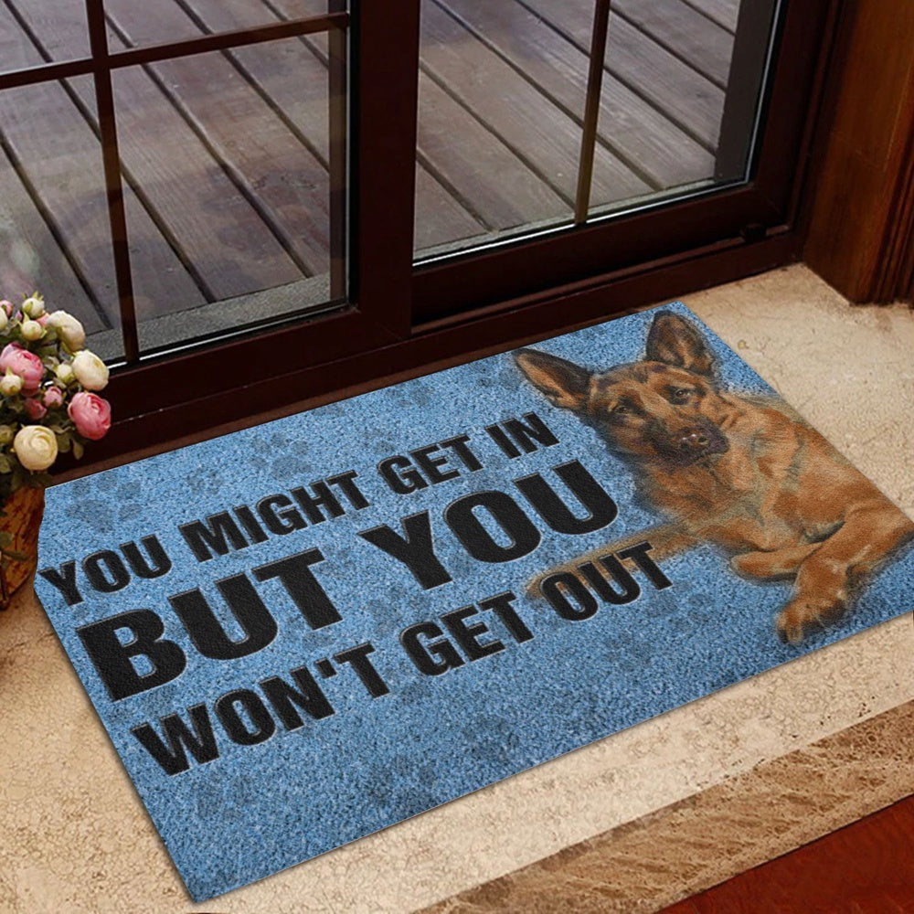 German Shepherd Welcome Doormat, German Shepherd Dog You Might Get In But You Won't Get Out Welcome Doormat, Pets Home Decor Door Mat