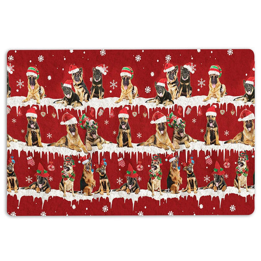 German Shepherd Welcome Doormat, German Shepherd Merry Christmas Snowflake Christmas Tree Welcome Doormat, Pets Home Decor Door Mat