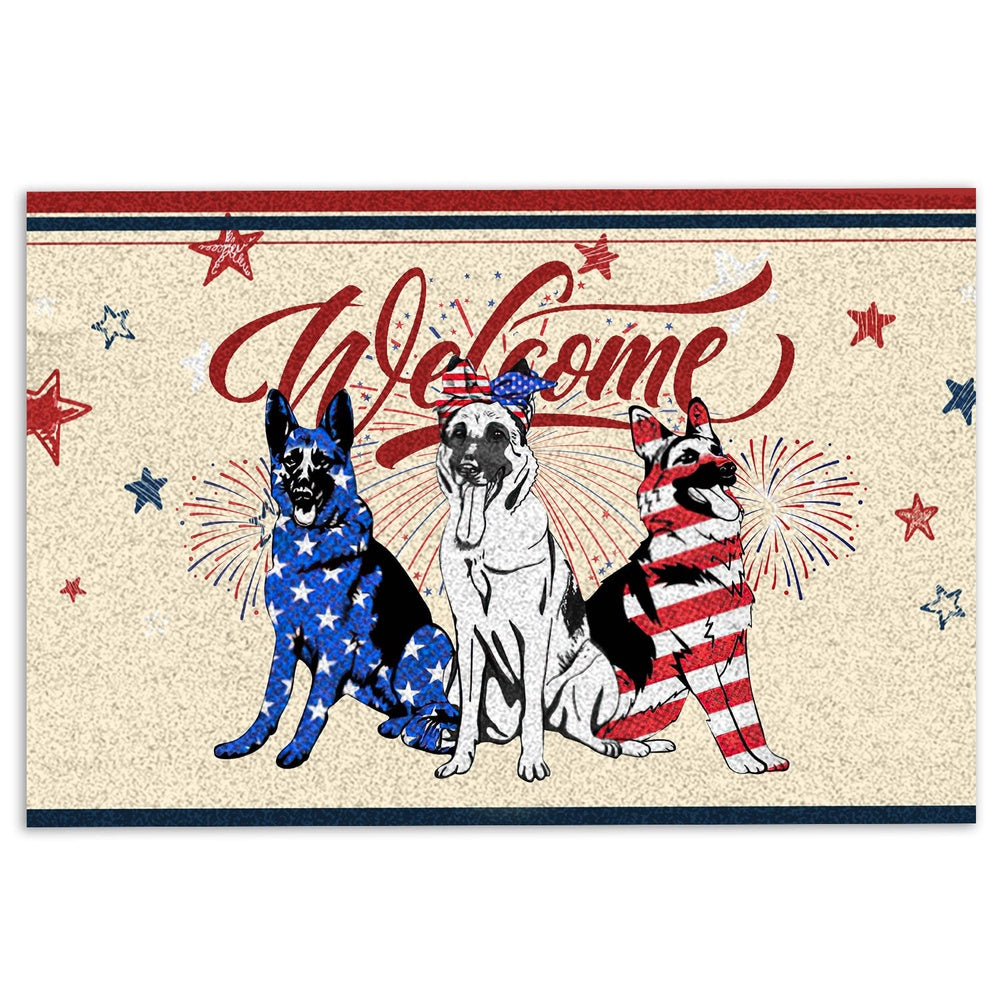 German Shepherd Welcome Doormat, German Shepherd Patriotic American 4Th Of July Independence Day Welcome Doormat, Pets Home Decor Door Mat