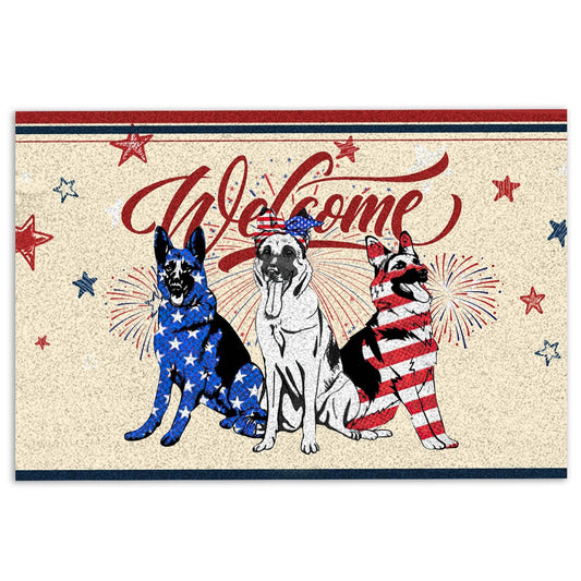 German Shepherd Welcome Doormat, German Shepherd Patriotic American 4Th Of July Independence Day Welcome Doormat, Pets Home Decor Door Mat