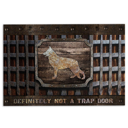 German Shepherd Welcome Doormat, German Shepherd definitely not a trap door Metal Hatch Pattern Welcome Doormat, Pets Home Decor Door Mat
