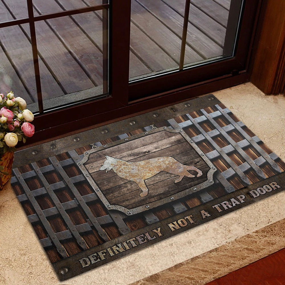 German Shepherd Welcome Doormat, German Shepherd definitely not a trap door Metal Hatch Pattern Welcome Doormat, Pets Home Decor Door Mat