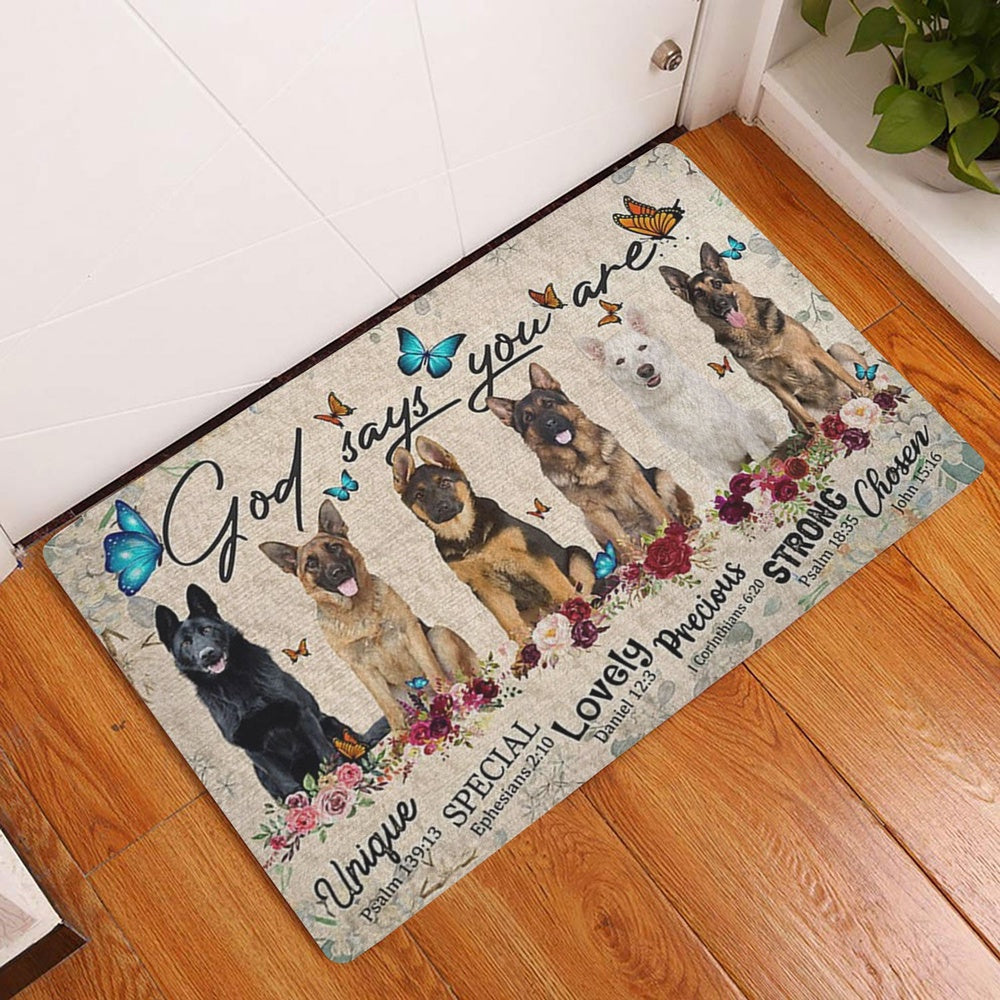 German Shepherd Welcome Doormat, German Shepherds Dog God Says You Are Unique Gifts For Dog Lover Welcome Doormat, Pets Home Decor Door Mat