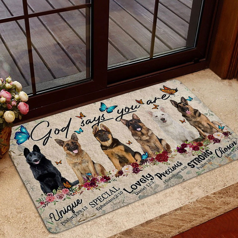 German Shepherd Welcome Doormat, German Shepherds Dog God Says You Are Unique Gifts For Dog Lover Welcome Doormat, Pets Home Decor Door Mat