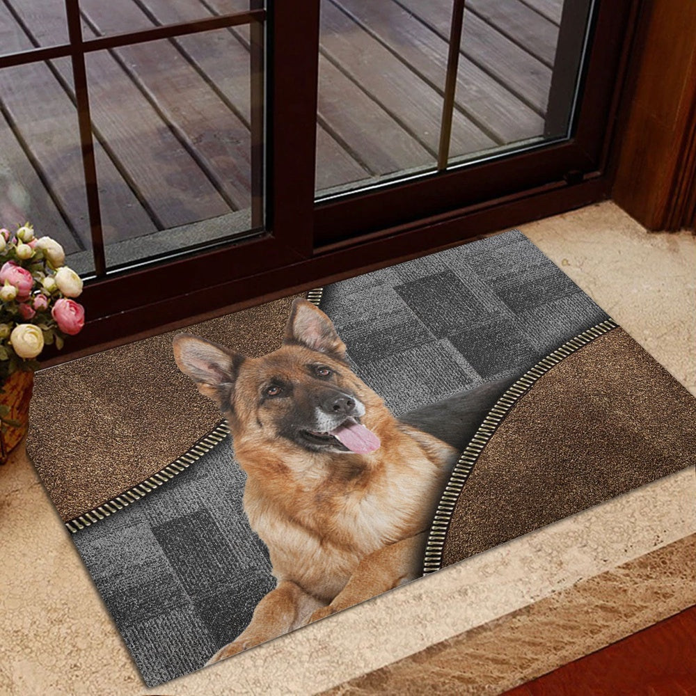 German Shepherd Welcome Doormat, Love German Shepherd Dog Brown Pattern Gift For Dog Lover Welcome Doormat, Pets Home Decor Door Mat