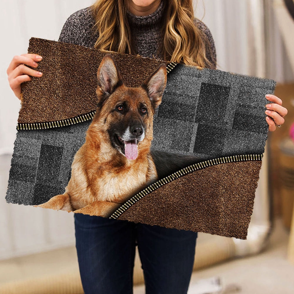 German Shepherd Welcome Doormat, Love German Shepherd Dog Brown Pattern Gift For Dog Lover Welcome Doormat, Pets Home Decor Door Mat