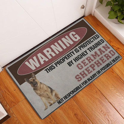 German Shepherd Welcome Doormat, This Property is Protected by a Highly Trained German Shepherd Welcome Doormat, Pets Home Decor Door Mat
