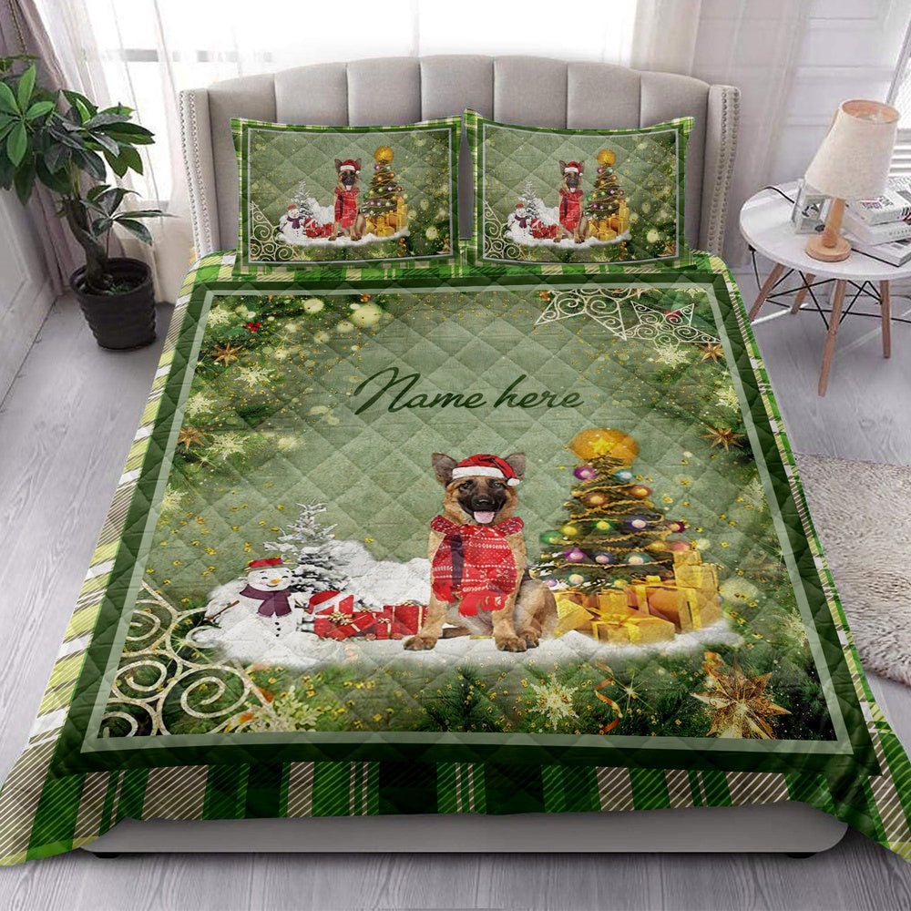 German Shepherdmas Tree String Light Bedding Set, Christmas Beddings, Xmas Bedding Sets