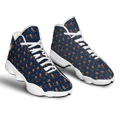 Gingerbread Christmas Print Pattern Basketball Shoes, Christmas Basketball Shoes, Christmas Shoes