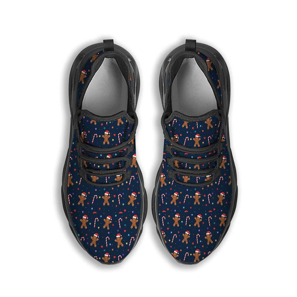 Gingerbread Christmas Print Pattern Black Max Soul Shoes, Christmas Sneakers, Christmas Shoes, Christmas Clunky Sneaker