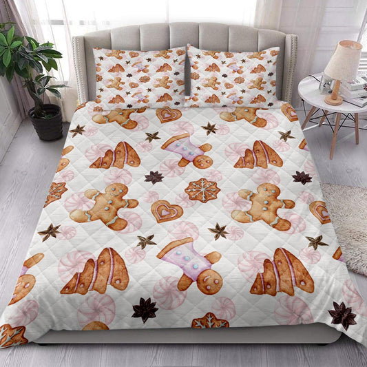 Gingerbread Cinnamon Watercolormas Winter Holiday Bedding Set, Christmas Beddings, Xmas Bedding Sets
