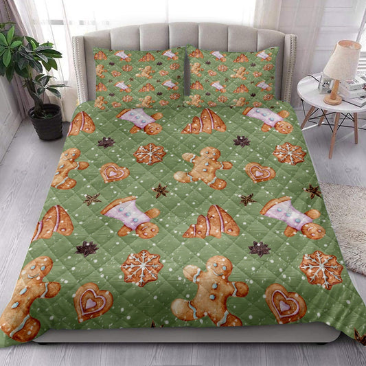 Gingerbread Cinnamonmas Greenmass Bedding Set, Christmas Beddings, Xmas Bedding Sets