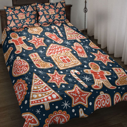 Gingerbread Cookiesmas Tree Star Snowflakemas Bedding Set, Christmas Beddings, Xmas Bedding Sets