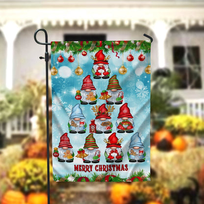 Gnome Tree Merry Christmas Garden FlagXmas, Garden Flags, Outdoor Xmas Flags, Christmas Outdoor Decor