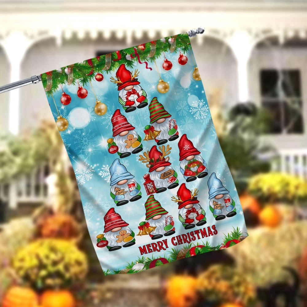 Gnome Tree Merry Christmas Garden FlagXmas, Garden Flags, Outdoor Xmas Flags, Christmas Outdoor Decor