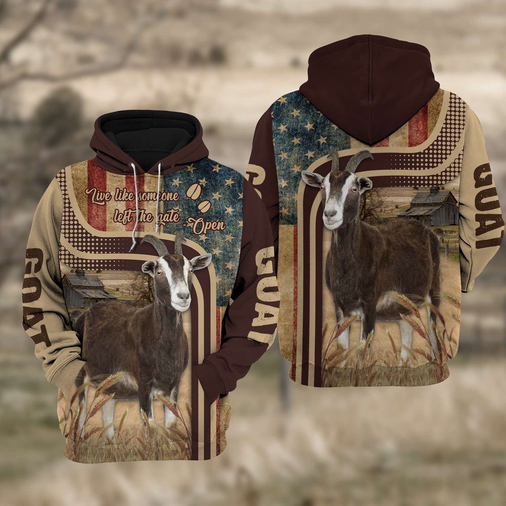 Goat 3D American Flag Quotation Hoodie, Farmer Hoodie, Farm Themed Shirts, Farm Tee Shirts