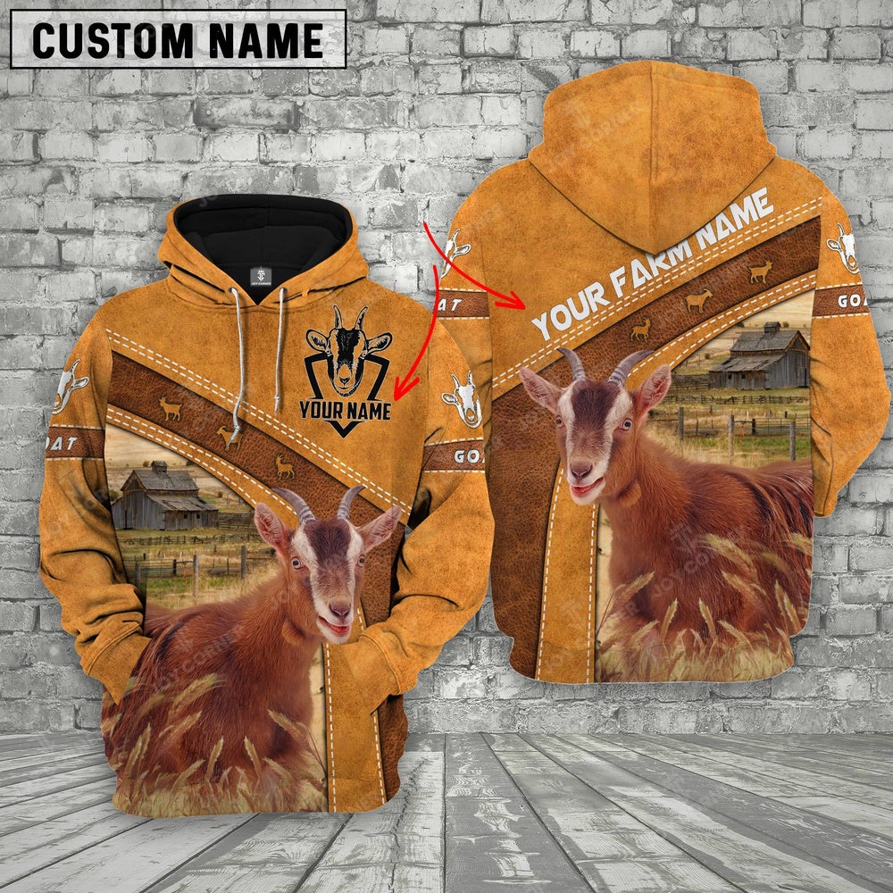Goat 3D Customized Name Farm Name Hoodie, Farmer Hoodie, Custom Farm Shirts, Farmer T Shirt