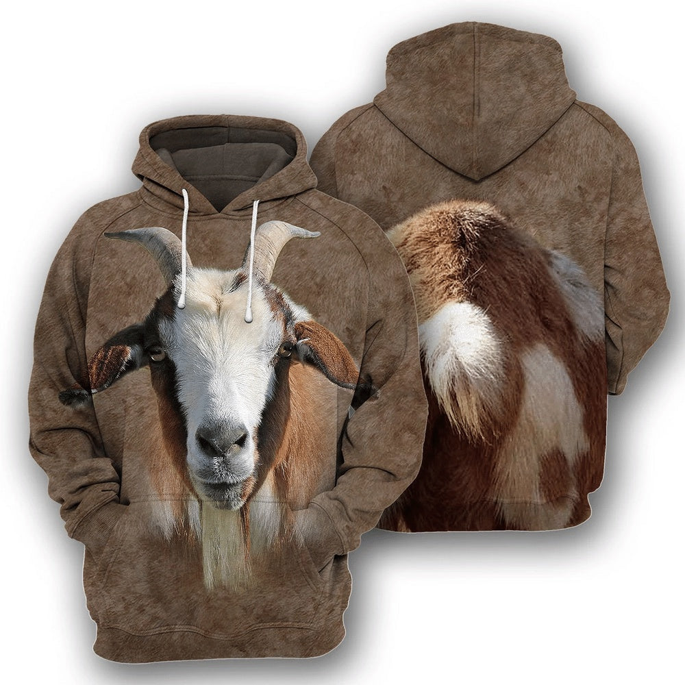 Goat All Over Printed Hoodie, Farmer Hoodie, Farm Themed Shirts, Farm Tee Shirts
